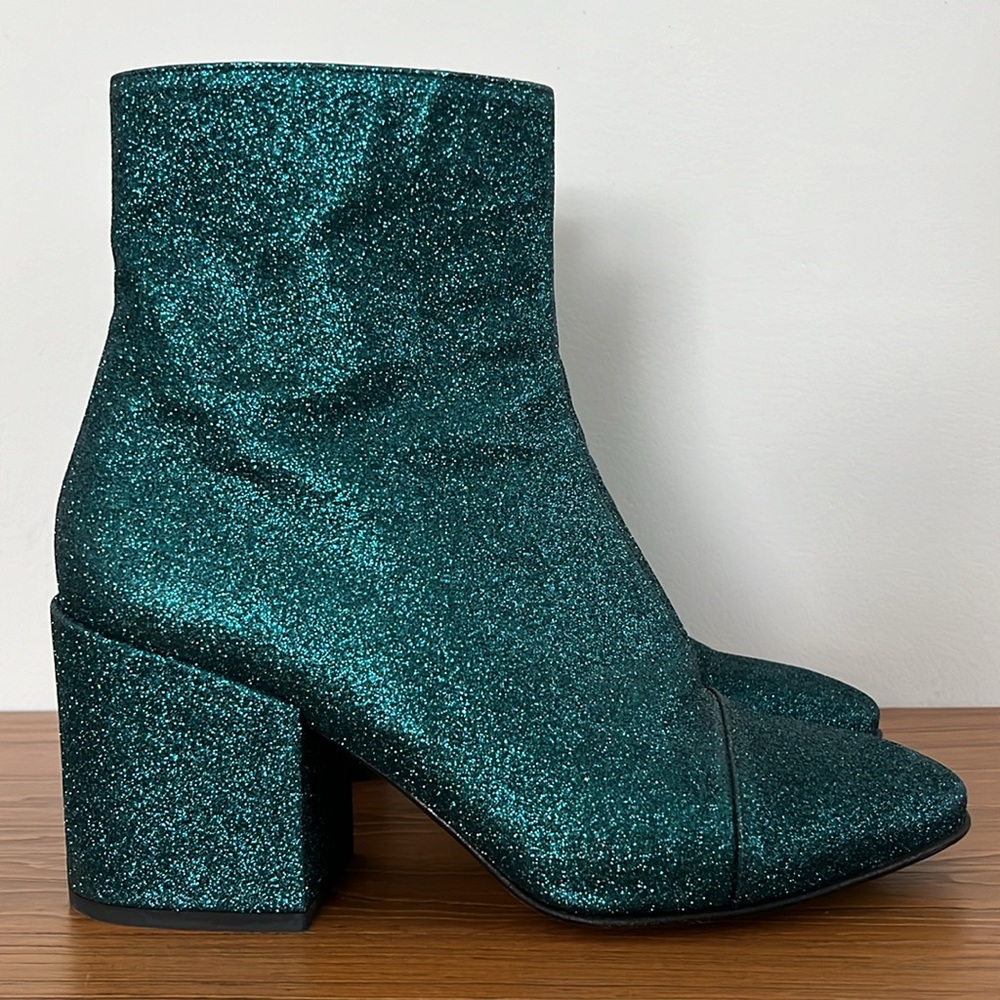 Dries Van Noten Ikat Glitter Block Heel Bootie Boots - Picture 15 of 16